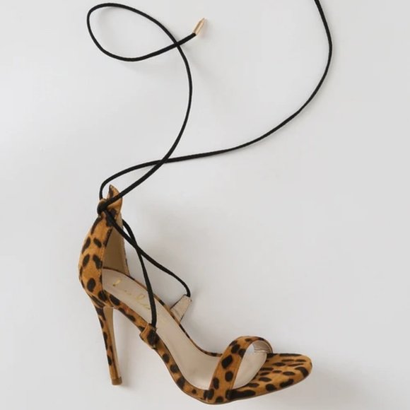 Lulu’s “Aimee” Leopard Lace Up Heels Size 7.5 - Picture 2 of 7
